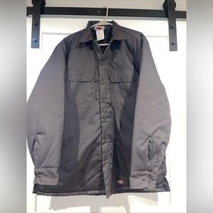 Dickies Jacket Mens Large Charcoal Canvas Quilted Lined Button Up Workwear Coat